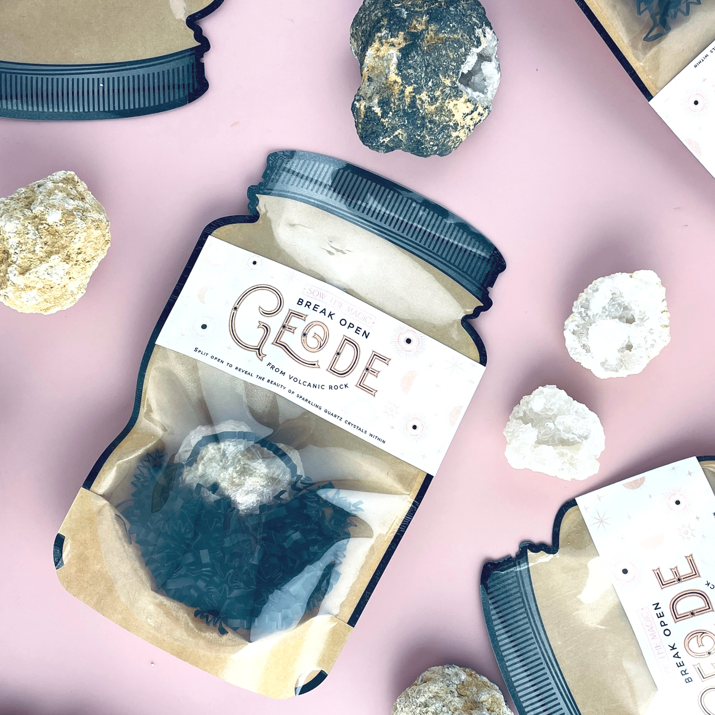 Break Open Crystal Geode From Volcanic Rock