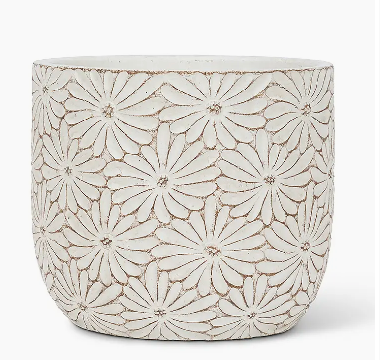 White Daisy Planter: Large