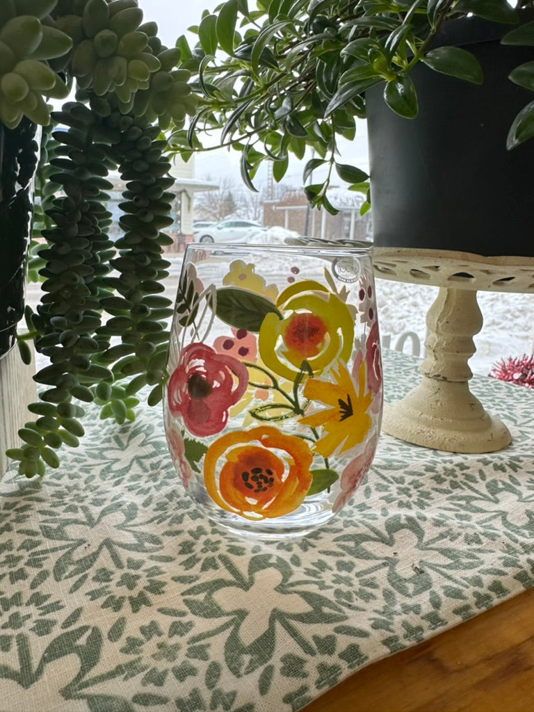 Floral Wine Glasses